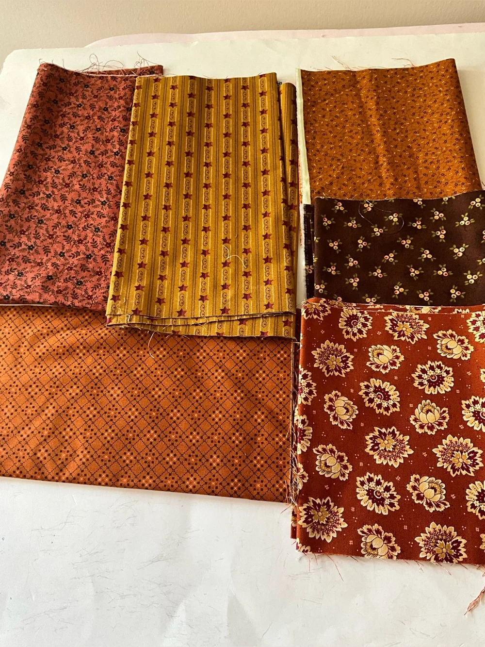 Quilting Sewing Crafts Fabric Lot Henry Glass #9835#920#926 Tan Mustard Gold